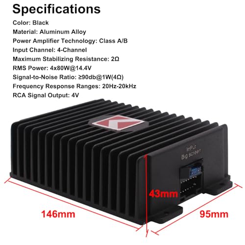 Shkalacar Car Audio 4-Channel Amp Amplifier 80Wx4 Modification Power, Digital Sound Processor Class A/B for Android Car Player - Image 4