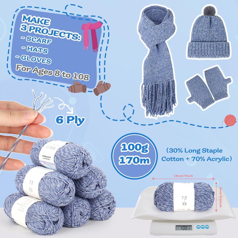 Coopay Coopay Knitting Kit for Beginners Complete Knitting Kits Learn to Knit Hat Scarf Glove Knitting Starter Kit for Adults WYarn Knitting Set WStepbyStep Instruction Tutorial 4PCS Knitting Needles  - Image 2