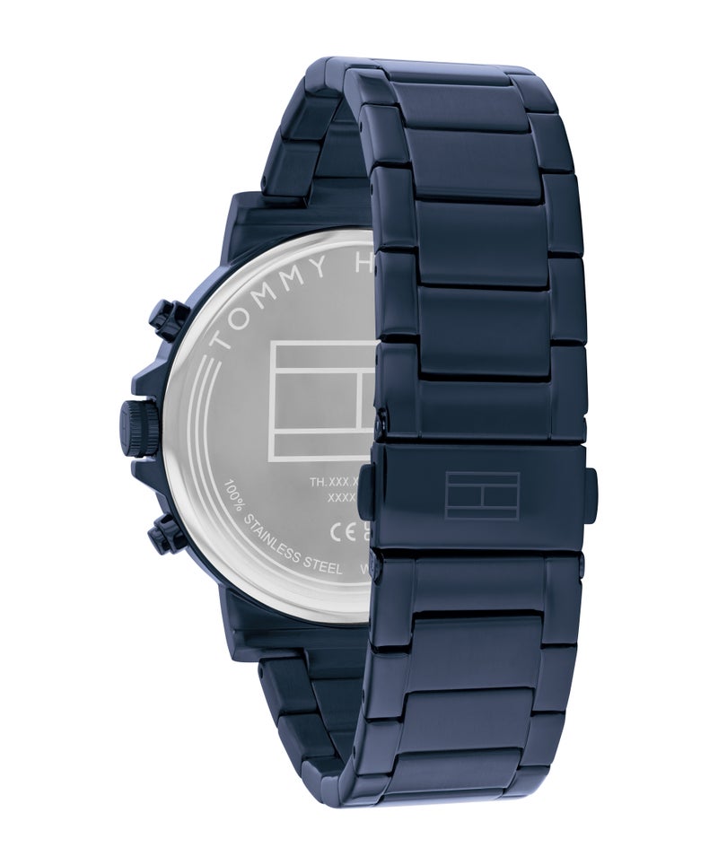 TOMMY HILFIGER ساعة رجالية مستديرة متعددة الوظائف بحالة من الفولاذ الأزرق المطلي بالأيونات - Image 2