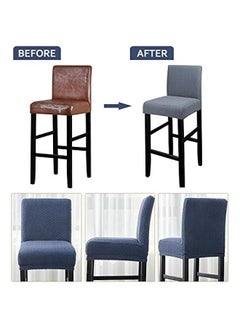 Generic 2 Pack Stretch Bar Stool Covers Counter Stool Pub Chair Slipcover Cafe Barstool Slipcover Removable Furniture Chair Seat Cover with Elastic Bottom for Dining Room Kitchen (Deep Blue)  - Image 3