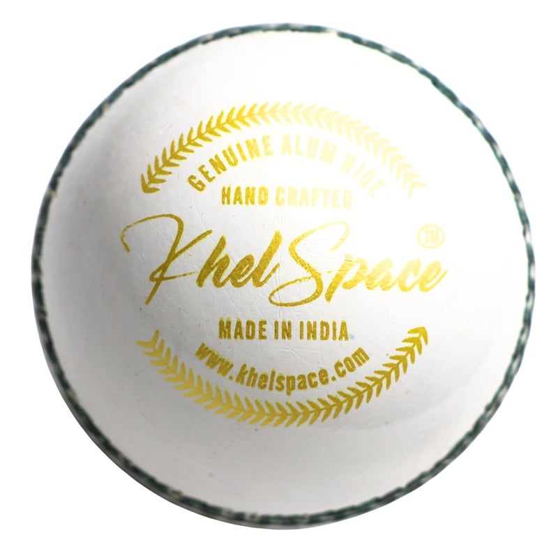 KHELSPACE KS Prime White Leather Cricket Ball for Practice & Training – Entry-Level, Hand-Stitched, Durable Core, Ideal for Nets, Coaching & School Matches - Image 2