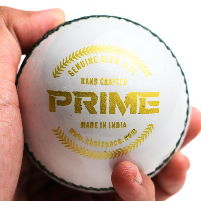 KHELSPACE KS Prime White Leather Cricket Ball for Practice & Training – Entry-Level, Hand-Stitched, Durable Core, Ideal for Nets, Coaching & School Matches - Image 5