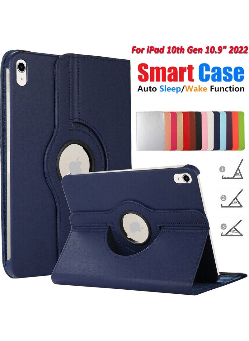 Apple iPad 10th Generation 2022 10.9" Case + Screen Protector + Pen 360 Degree Rotatable Stand Smart Sleep Mode Pu Leather Cover Smart Tablet Case
