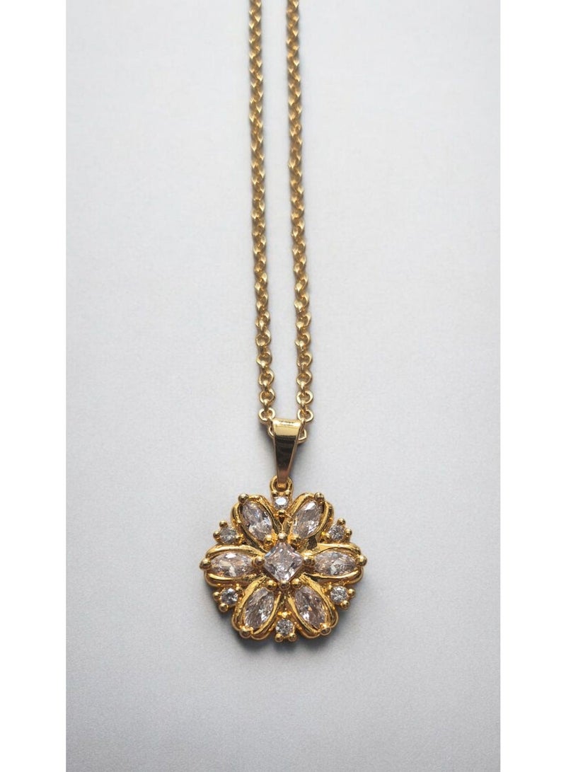 Minorisa 18K Gold-Plated Daisy Necklace with Zircon Stones - Image 1