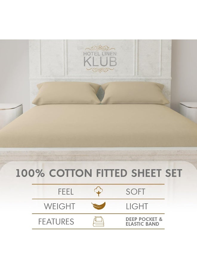 هوتيل لينين كلوب Hotel Linen Klub Luxury 100% Cotton 350TC Fitted Sheet Set - Ultra Soft &  - Image 3