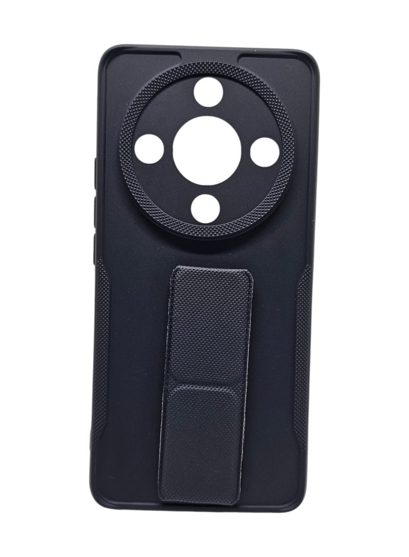غطاء حماية خلفي سيليكون مع مسكة لهاتف هونر X9B - أسود - Image 1