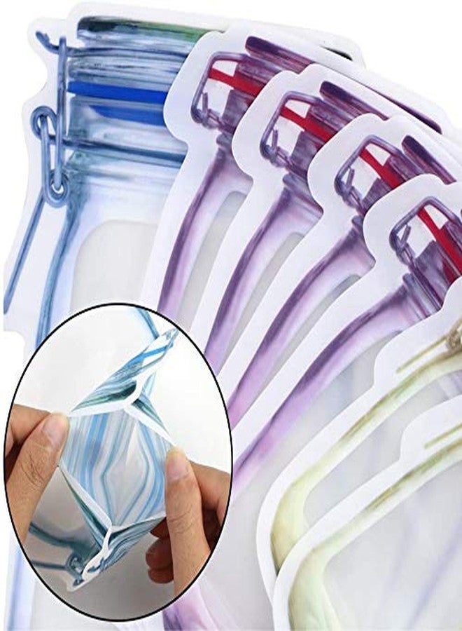 INKULTURE 10 Pcs Small and Medium Mason Jar Ziplock Bags Storage, Reusable Freezer Bags (Polyethylene, Multicolour) - Image 3