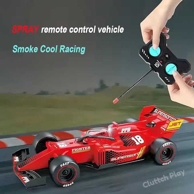 MICROMINI F1 Remote Control Race Car with Mist Spray, LED Lights, Rechargeable RC Drift Car, Red - Image 4