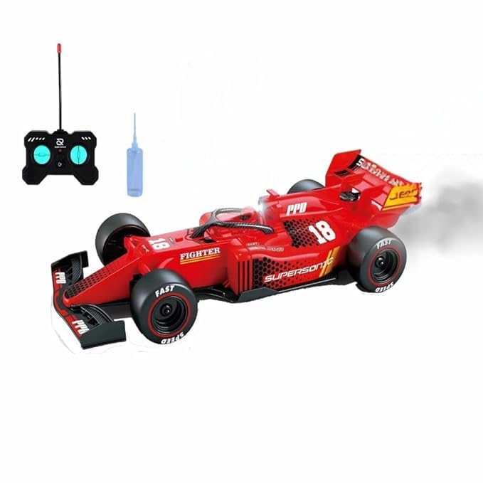 MICROMINI F1 Remote Control Race Car with Mist Spray, LED Lights, Rechargeable RC Drift Car, Red - Image 1