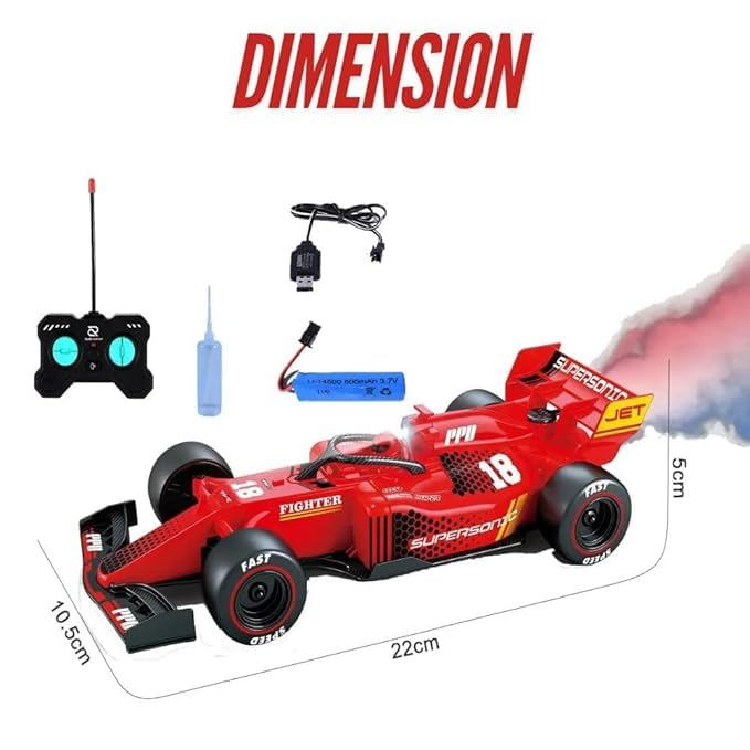 MICROMINI F1 Remote Control Race Car with Mist Spray, LED Lights, Rechargeable RC Drift Car, Red - Image 3