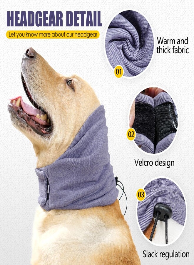 JOHNBOLIN Dog Thunder Ear Muffs, Calming Hoodie, No Shake Ear Wraps for Hematoma Healing, Noise Protection Ear Wrap Head Cover to Relieve Anxiety, Dog Ear Cover for Grooming (Light Purple, L) - Image 2