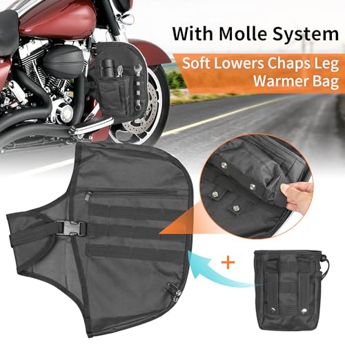 AUFER Highway Crash Bar Cover Soft Lowers Chaps Leg Warmer bag With Tactical Military Water Bottle Pouch Compatible With For Touring Street Glide Road King Road Glide Electra Glide 1980-2024 - Image 4