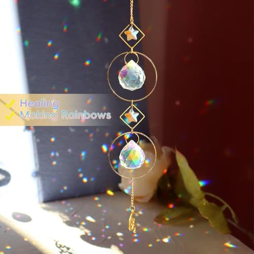 HASTHIP® Sun Catcher Hanging for Home Decor 12.9 inches Hanging Multi-Faceted Dazzling Star Charm Reflective Colorful Sun Catcher Suns Light Catchers Shining Hangings for Room Decor - Image 4