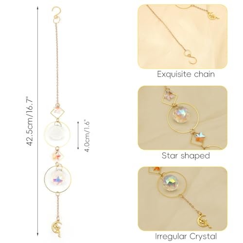 HASTHIP® Sun Catcher Hanging for Home Decor 12.9 inches Hanging Multi-Faceted Dazzling Star Charm Reflective Colorful Sun Catcher Suns Light Catchers Shining Hangings for Room Decor - Image 2