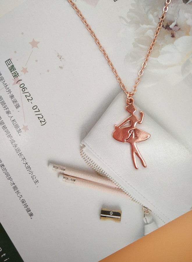 MANZHEN Rose Gold Ballerina Dancer Recital Gift Ballet Dance with Initial Alphabet Pendant Necklace Girls Jewelry (A) - Image 4