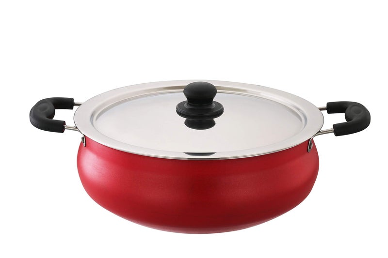 SOWBAGHYA Aluminium Biryani Pot with Lid, 6 L (Red) Handi | Patila | Bhagona | Tapeli with LID | Multipurpose Aluminium Cooking Utensils for Kitchen | Dishwasher Safe | Metal Spoon Friendly. - Image 1