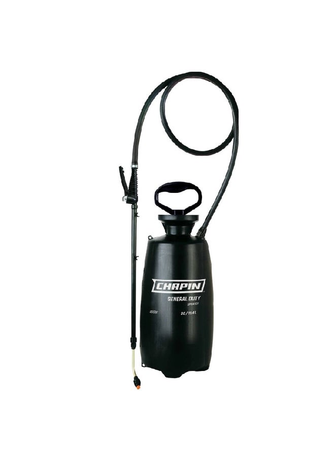 Chapin International Ergonomic General Duty Industrial Poly Tank Multi Use Sprayer Black 3 Gal 2553E - Image 1