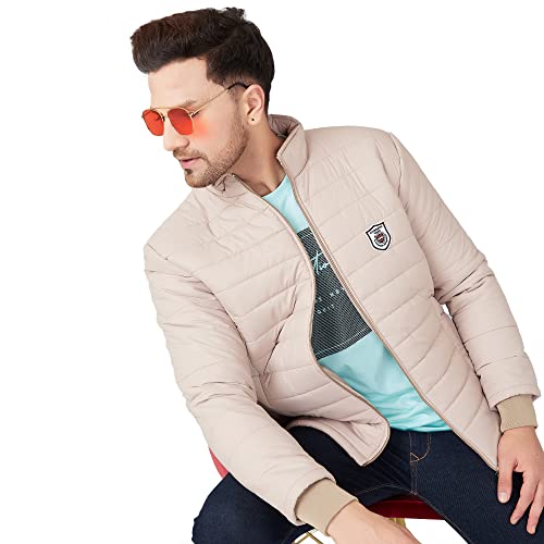 Ben Martin Men's Nylon Full Sleeve Bomber Jacket, Beige Extra Large - Image 5
