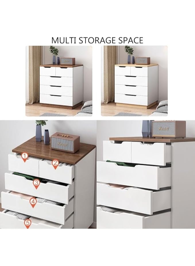 طاولة حديثة بجانب السرير ، طاولة ليلية خشبية مع درجات طاولة واسعة للأغراض المنزلية الصغيرة ، خزانة تخزين بسيطة لغرفة النوم غرفة المعيشة جانب السرير (203DG5) - Image 5