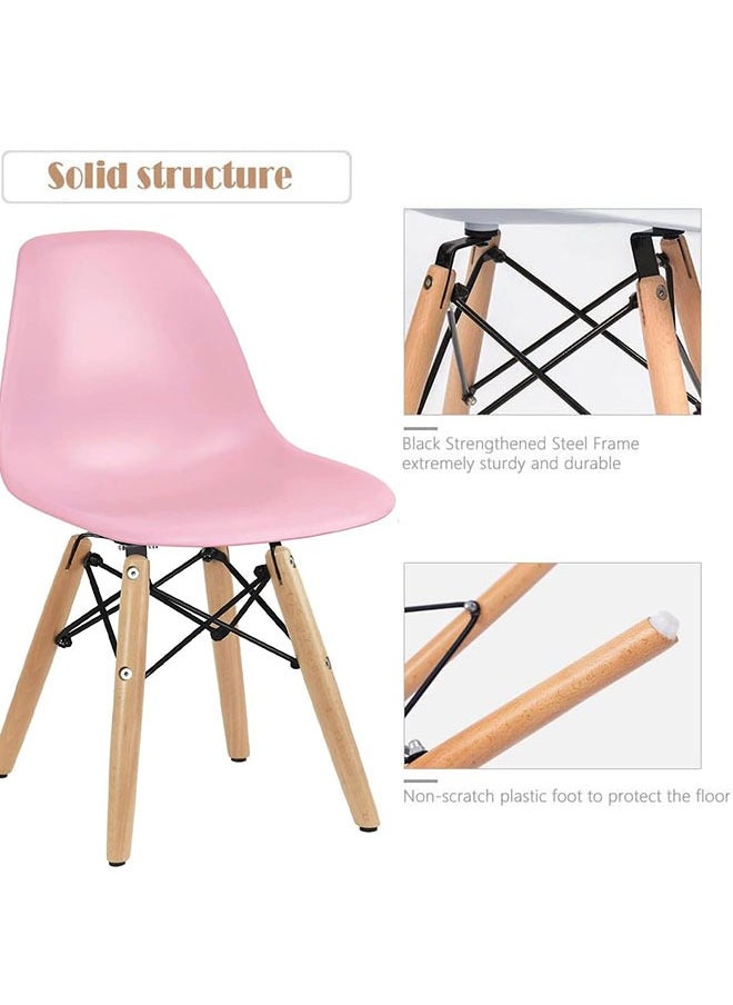 Golden - Dining Chair Set Of 4 Modern Dining Side Chairs with Wood Legs Plastic Kitchen Chair Armless Casual Chairs for Home Office Hotel Bistro Cafe Restaurant(Pink) - Image 1