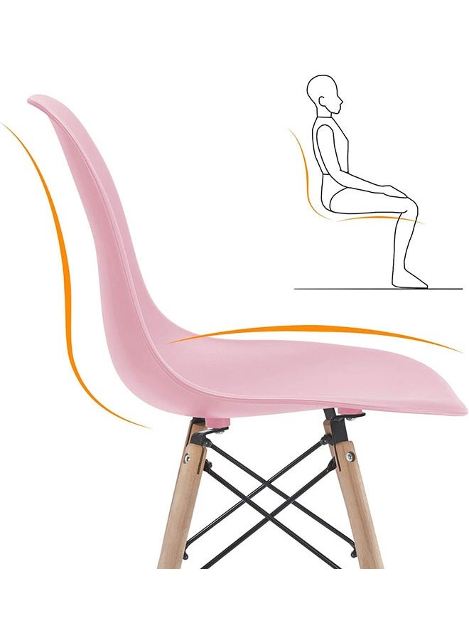 Golden - Dining Chair Set Of 4 Modern Dining Side Chairs with Wood Legs Plastic Kitchen Chair Armless Casual Chairs for Home Office Hotel Bistro Cafe Restaurant(Pink) - Image 1