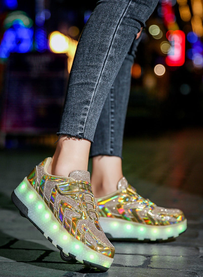 Breathability Roller Shoes USB Charge Girls Boys Sneakers with Wheels LED Roller Skates Shoes - Image 3