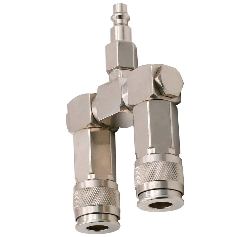 FIXSMITH Air Hose Connector- 2 Way Air Hose Splitter,1/4 In NPT, Air Compressor Accessories Fittings, Swivel 360 Degrees Connectors. - Image 2
