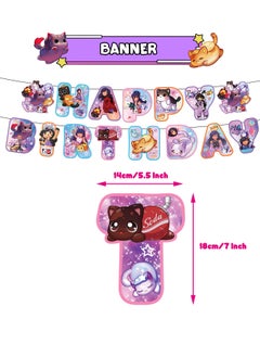 General Aphmau Plushies theme birthday party decoration plush Cat birthday flag cake with balloon spiral  - Image 5