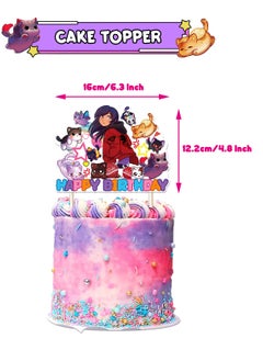 General Aphmau Plushies theme birthday party decoration plush Cat birthday flag cake with balloon spiral  - Image 2