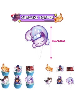 General Aphmau Plushies theme birthday party decoration plush Cat birthday flag cake with balloon spiral  - Image 3