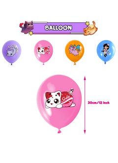 General Aphmau Plushies theme birthday party decoration plush Cat birthday flag cake with balloon spiral  - Image 4