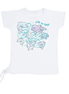 Generic Del Sol  Color Girl's T-shirts Sd tie Dancing Dolphin Tee white  - Image 1