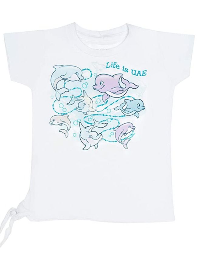 Del Sol  Color Girl's T-shirts Sd tie Dancing Dolphin Tee white - Image 1