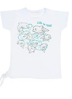 Generic Del Sol  Color Girl's T-shirts Sd tie Dancing Dolphin Tee white  - Image 2