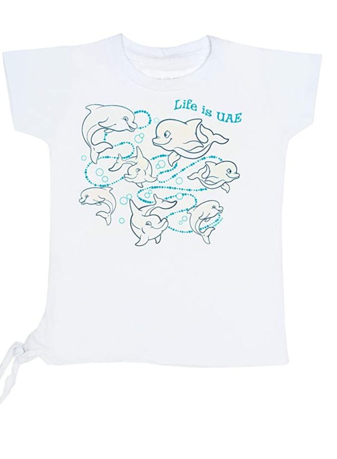 Del Sol  Color Girl's T-shirts Sd tie Dancing Dolphin Tee white - Image 2