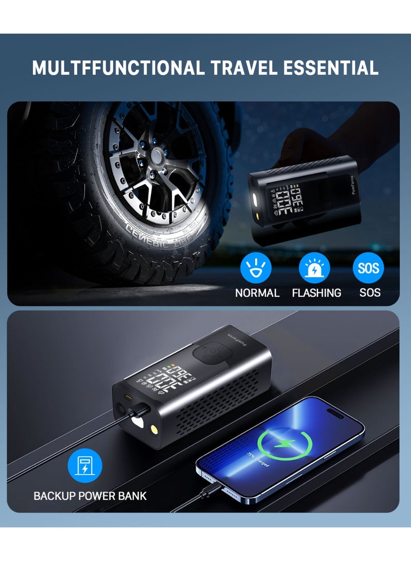 PumForce Cordless Tire Inflator 150 PSI, Portable Air Compressor with LED Display, Auto Shut-Off, USB-C Charging & LED Light for Car, SUV, Motorcycle & Sports - Image 5