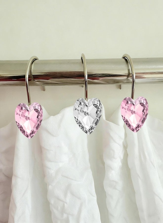 Gosuoa 12Pcs Valentine Heart Shape Shower Curtain Hooks, Stainless Steel Valentines Day Decorative Shower Curtain Hooks Valentines Bathroom Decor - Image 5