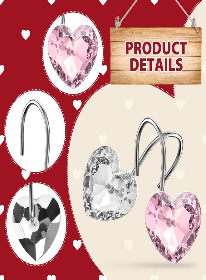 Gosuoa 12Pcs Valentine Heart Shape Shower Curtain Hooks, Stainless Steel Valentines Day Decorative Shower Curtain Hooks Valentines Bathroom Decor - Image 4