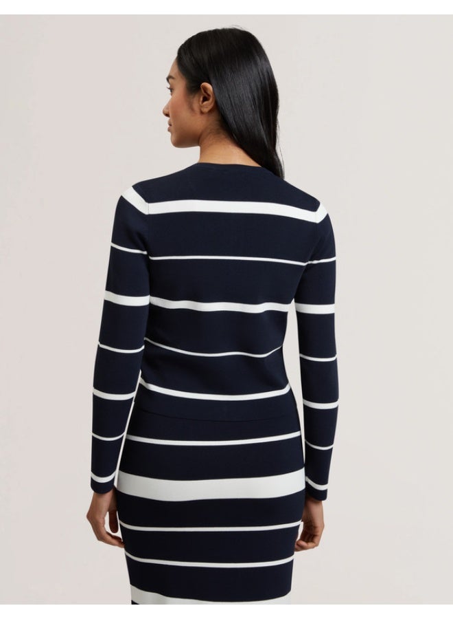 Ted Baker Stripe Fitted Crew Neck Cardigan - Image 5