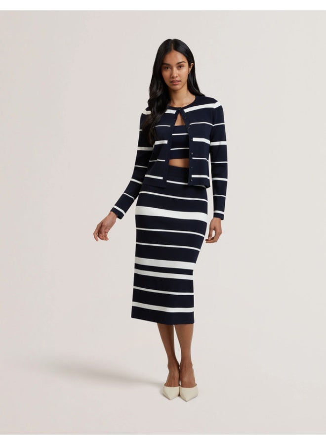 Ted Baker Stripe Fitted Crew Neck Cardigan - Image 2