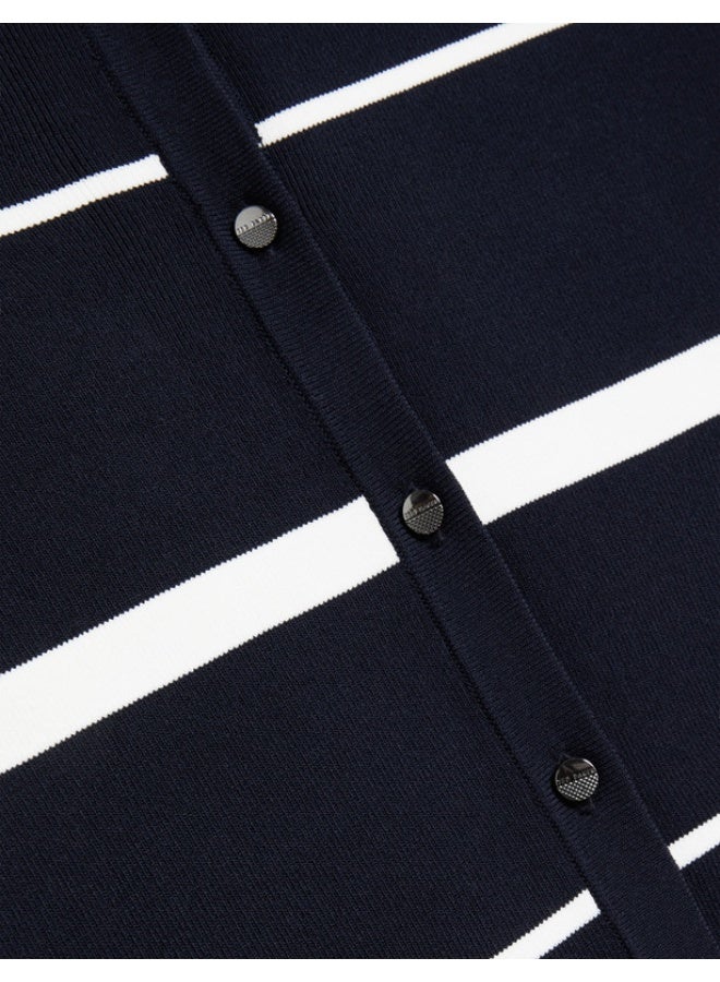 Ted Baker Stripe Fitted Crew Neck Cardigan - Image 3