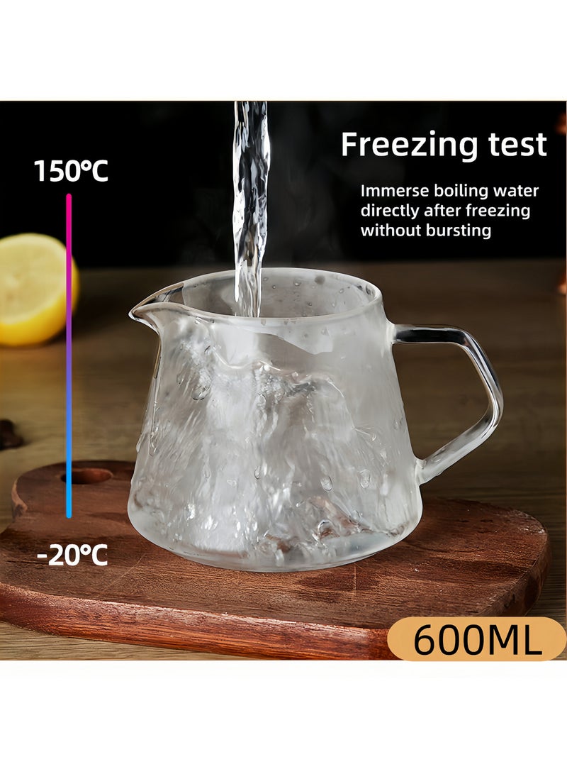 V60 القهوة ضبط الزجاج المقاوم للحرارة واضحة خادم القهوة صب فوق القهوة خادم الشاي وعاء صانع صانع الشاي 600ml 02 حجم شفاف - Image 4