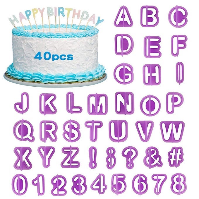 40 PCS ALPHABET COOKIE CUTTERS SET PLASTIC LETTER CUTTERS ICING CUTTERS CAKE DECORATING FONDANT LETTER CUTTERS NUMBER CUTTERS FOR SUGARCRAFT BISCUIT PASTRY PLUNGER BAKING MOULD TOOLS