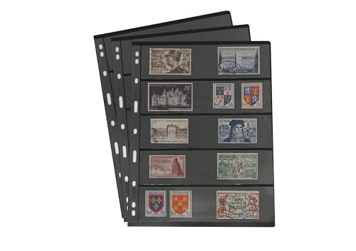 PCCB MINGT 10Pcs Standard 9Hole DoubleSided Album Inner Sheets Card Stamp Banknote Collection Album Inserts Pages For Coin Collecting And Supplies Black 5 Pockets - Image 1
