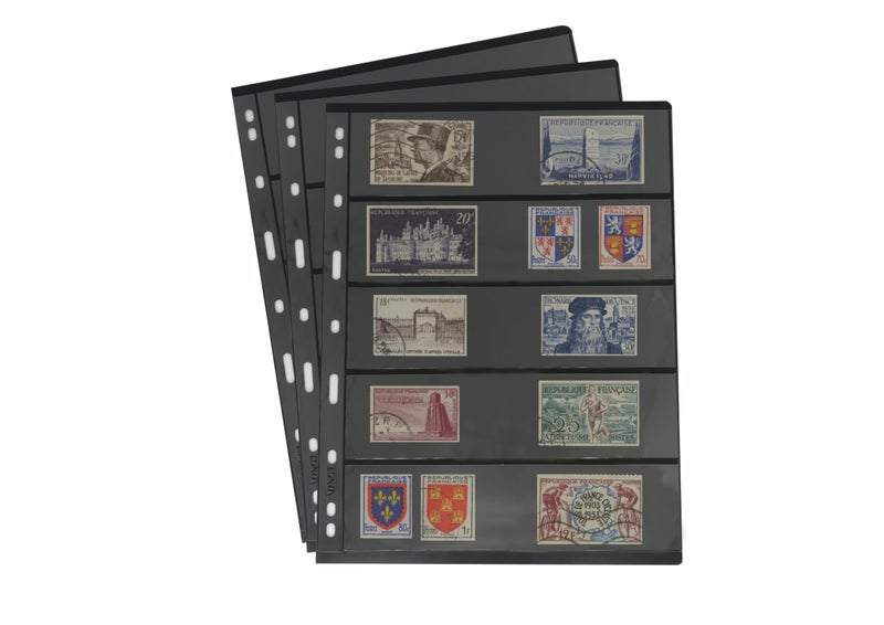 PCCB MINGT 10Pcs Standard 9Hole DoubleSided Album Inner Sheets Card Stamp Banknote Collection Album Inserts Pages For Coin Collecting And Supplies Black 5 Pockets - Image 2