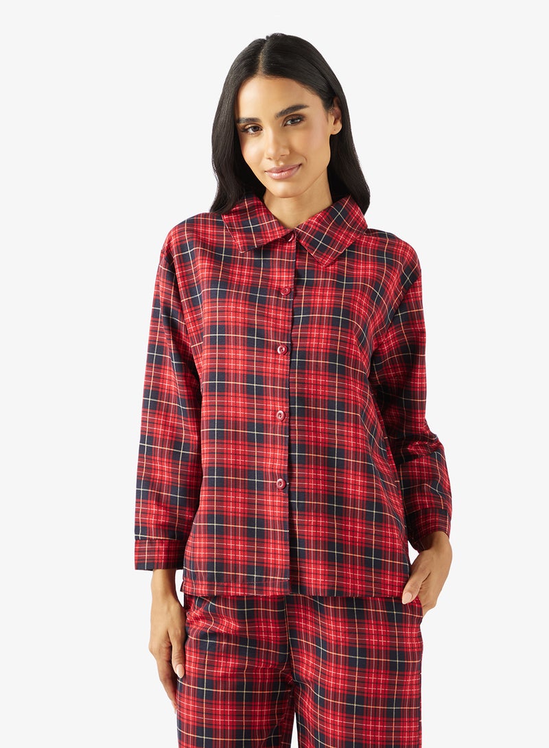 جينجر طقم بيجاما وقميص بأزرار كاروهات - Image 3