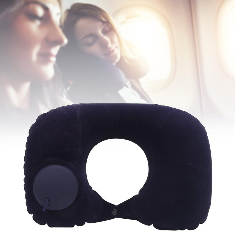 Hannea HANNEA Inflatable Travel Pillow Adjustable UShaped Inflatable Neck Pillow SelfInflatable Neck Pillow for Airplanes Traveling Lumbar Support Dark Blue  - Image 1