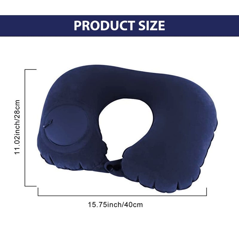 Hannea HANNEA Inflatable Travel Pillow Adjustable UShaped Inflatable Neck Pillow SelfInflatable Neck Pillow for Airplanes Traveling Lumbar Support Dark Blue  - Image 2