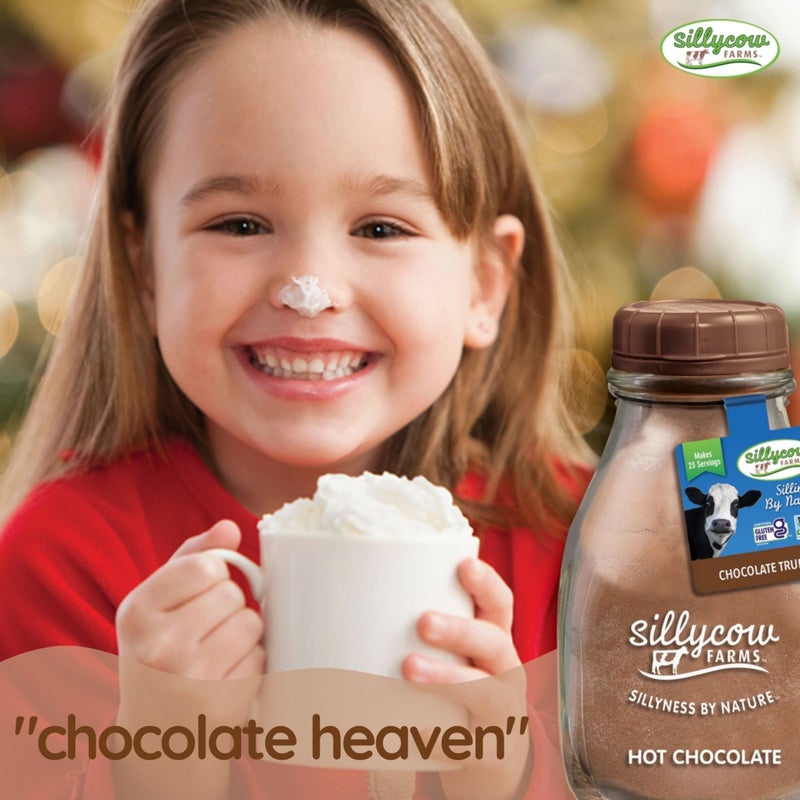 Sillycow Farms Hot Chocolate Mix Flavor | Rich Hot Cocoa Delight | Gluten-Free, Non-GMO, Dairy-Free | Nut-Free Certified Quality Cocoa Powder Blend | 16.9 Oz Reusable Glass Bottle - Pack of 1 - Image 4