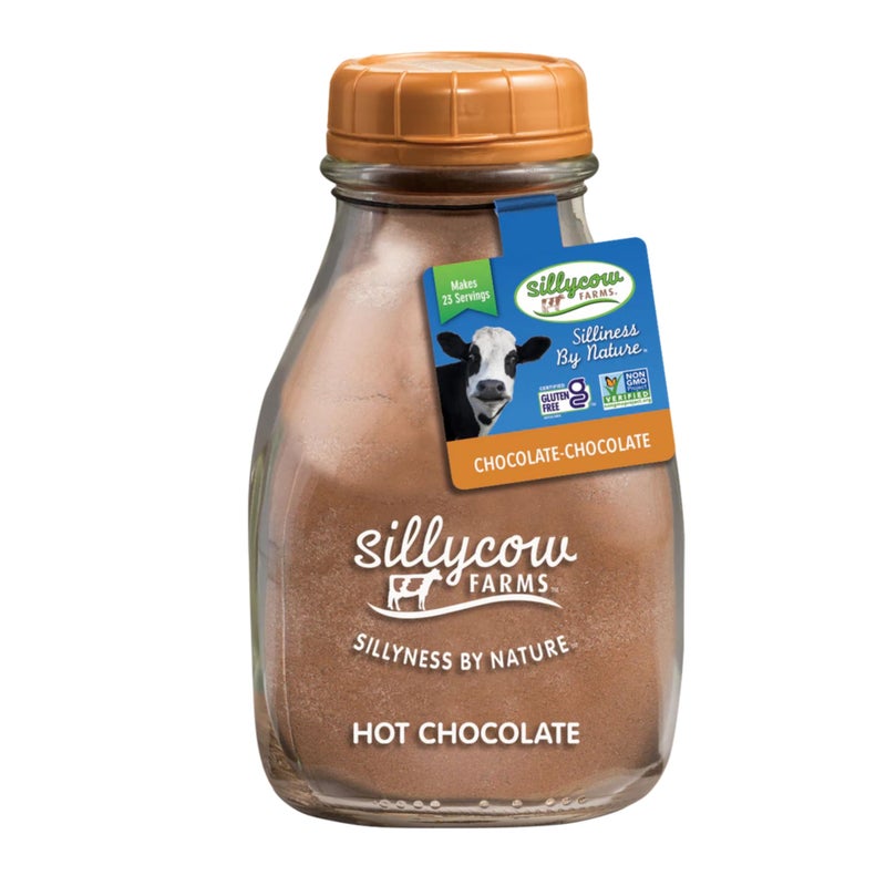 Sillycow Farms Hot Chocolate Mix Flavor | Rich Hot Cocoa Delight | Gluten-Free, Non-GMO, Dairy-Free | Nut-Free Certified Quality Cocoa Powder Blend | 16.9 Oz Reusable Glass Bottle - Pack of 1 - Image 1